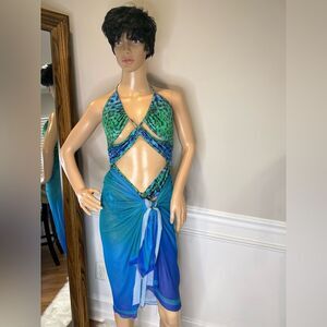 NWOT Sheer  sarong swim Cover up